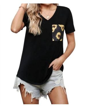 Shiying Sunflower Pocket Tee - Black