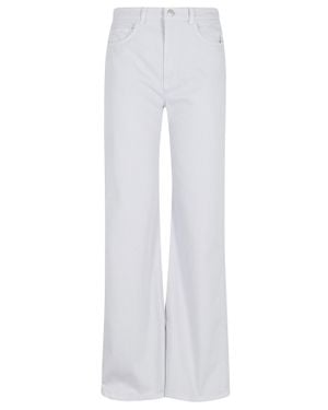 Seventy Light Flared Belt-Loops Cotton Pants - White