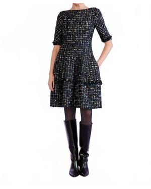 Talbot Runhof Sequid Tweed Dress - Black