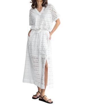 Lilla P Eyelet Side Button Maxi Skirt - White