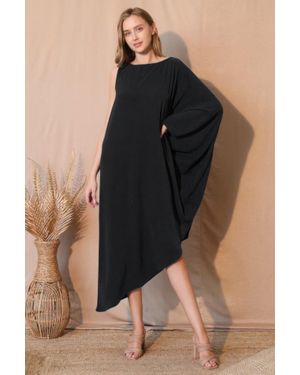 TRUEDAMES Matte Crepe One Sleeve Dress - Blue