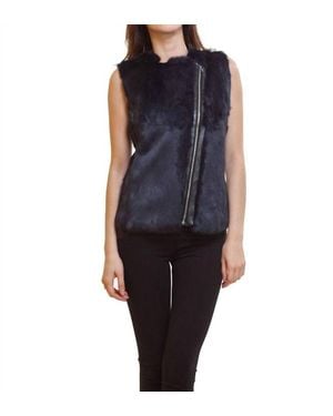 Love Token Fur Zip Up Vest - Blue