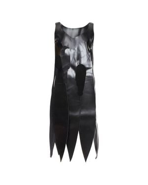 Comme des Garçons Comme Des Garcons Pu V Neck Cut Out Fringe Top - Black