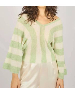 Traffic People Balboa Stripped Sweater - Green