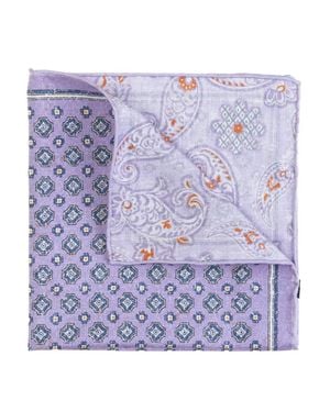 Pacific Silk Reversible Medallion Print Hanky Scarf - Purple