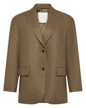 Cruna Checkered Flap Pockets Tailored Blazer - Green