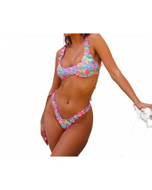 Kulani Kinis Mermaid Garden Lettuce Edge Slim Bikini - Orange