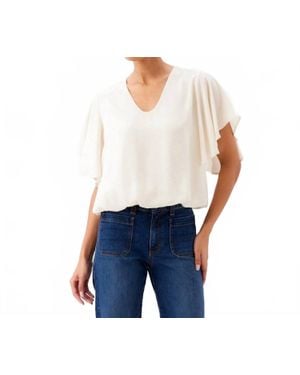 Karen Kane Flutter Sleeve V-Neck Top - Blue