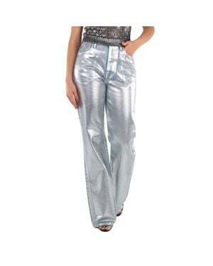 Rabanne Ladies Straight Leg Metallic Denim Jeans - Gray