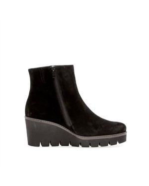 Gabor Utopia Suede Wedge Ankle Boots - Black