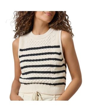 Lilla P Cropped Cable Tank Sweater - White