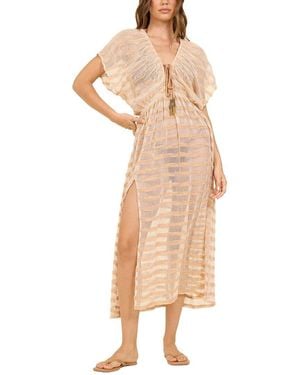 Surf Gypsy Lurex Stripe Mesh Maxi Dress - Natural