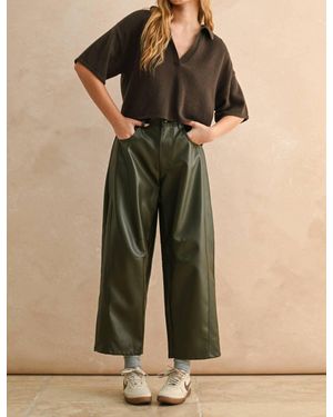 Miou Muse Pitted Barrel Pants - Natural