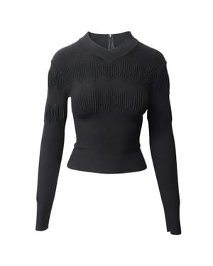 Alaïa Alaia Knitted Embossed Design Longsleeve Top - Blue