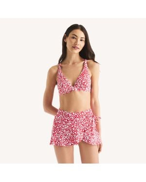 Nautica Printed Triangle Swim Top - Red