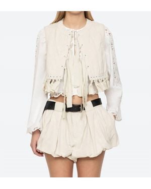 Sea Adele Front Tie Vest - Natural