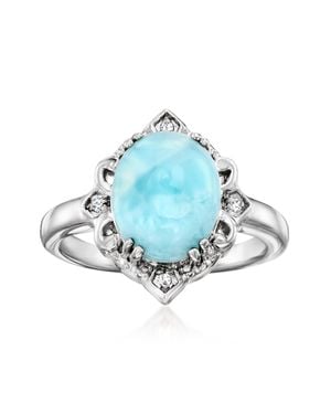 Ross-Simons Larimar Ring With Diamonds - Blue