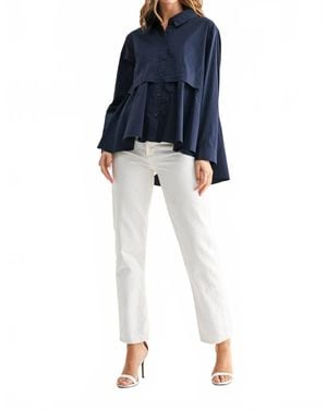 Joh Juellette Pleated Long Sleeve Top - Blue