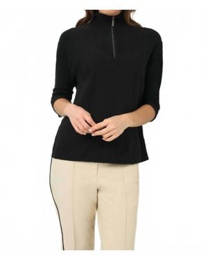 Anatomie Lucely 1/4 Zip Elbowsleeve Mock Neck Sweater - Black