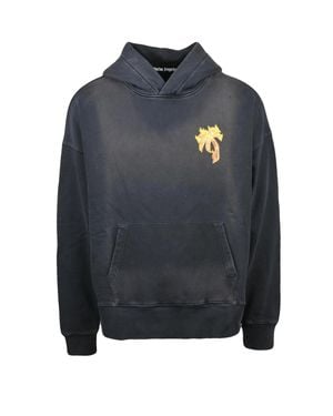 Palm Angels Cotton Palm Hoodie - Blue