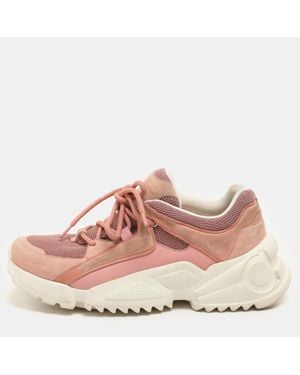 Ferragamo Suede And Mesh Skylar Low Top Sneakers - Pink