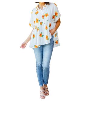Jodifil Blissed Out Button Up Babydoll Tunic - Blue