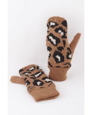 Fashnzfab Leopard Print Mittens - Pink