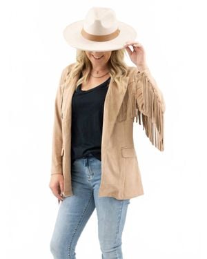 TCEC Suede Fringe Blazer - Blue