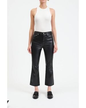DAZE Shy Girl Crop Flare Vegan Leather Pant - Black
