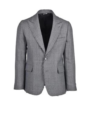 Reveres 1949 Raw Cut Tailored Wool-Blend Jacket - Gray