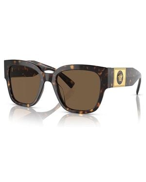 Versace Sunglasses Square Full Rim, Dark Havana Frame And Dark Lens Ve4437U108/73 - Brown