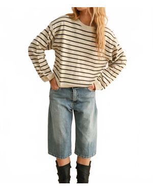 Miou Muse Sofe Knitted Striped Sweater - Blue