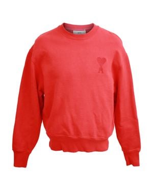 Ami Paris Paris Logo-Appliquéd Jersey Sweatshirt - Red