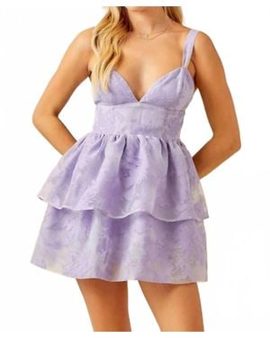 Day + Moon Floral Organza Tiered Romper Dress - Purple