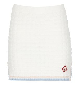 CASABLANCA Textured Mini Skirt With Contrasting Hem Details - White