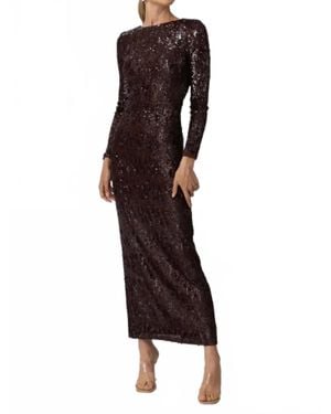Line & Dot Chelsea Long Sleeve Sequin Dress - Brown