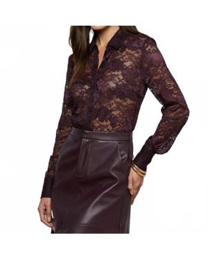 L'Agence Maia Floral Lace Blouse - Red