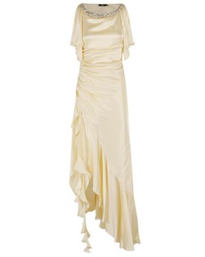 Amen Ochre Satin Evening Dress - Natural