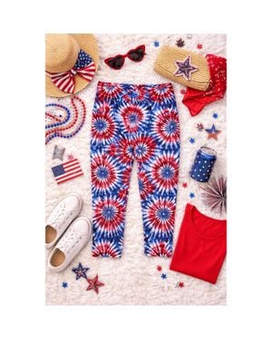 Julia Rose Patriotic Tie Dye Capri Leggings - Red