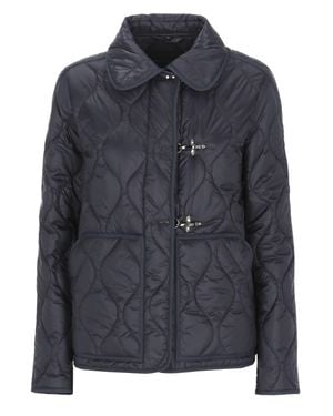 Fay Quilted Hook-Fastening Jacket - Black