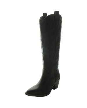 Sun & Stone Embroidered Made Cowboy, Western Boots - Black