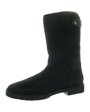 UGG Faux Fur Lined Suede Mid-Calf Boots - Black