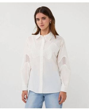 EsQualo Lill Lace Poplin Blouse - White