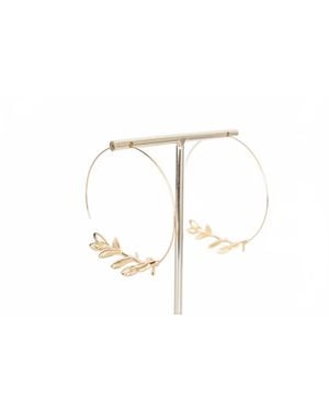 Leslie Curtis Emory Thin Hoop With Leaf Earrings - Black