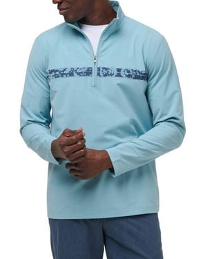 Travis Mathew Swell Season Quarter Zip Golf Pullover Sweater - Blue