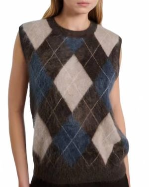 Lisa Yang Yasmin Argyle Cashmere Sweater Vest - Black