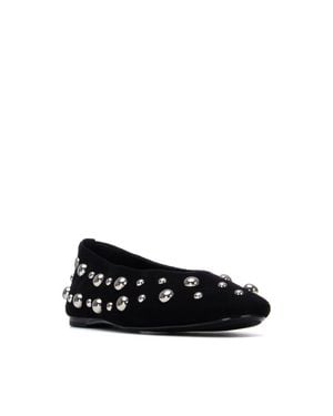 Xti Suede Studded Ballet Flats - Black