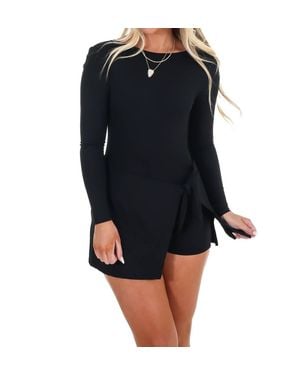 Kimberly C In Passing Long Sleeve Wrap Tie Dress - Black