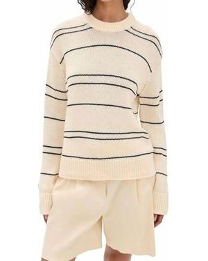 Vince Variegated Stripe Crew Neck Sweater - Natural