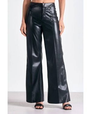 Elan Vegan Leather Flare Leg Pants - Blue
